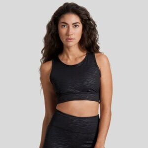 Daub black sports bra (size S) racerback black zebra print, Canadian brand